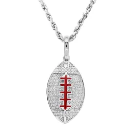 10K Yellow Gold Diamond American Football Ball Pendant 0.40 Ctw