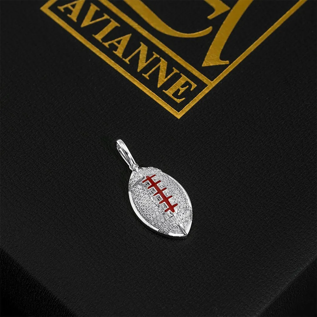 10K Yellow Gold Diamond American Football Ball Pendant 0.40 Ctw