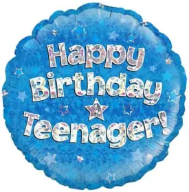 18" Happy Birthday Teenager Blue Foil Balloon