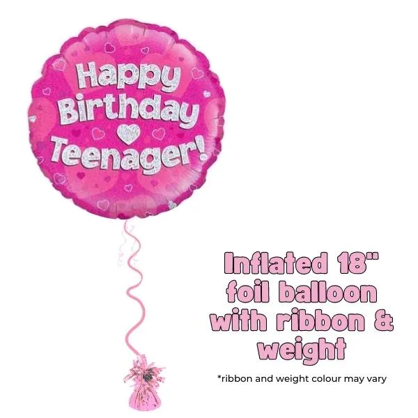 18" Happy Birthday Teenager Pink Foil Balloon