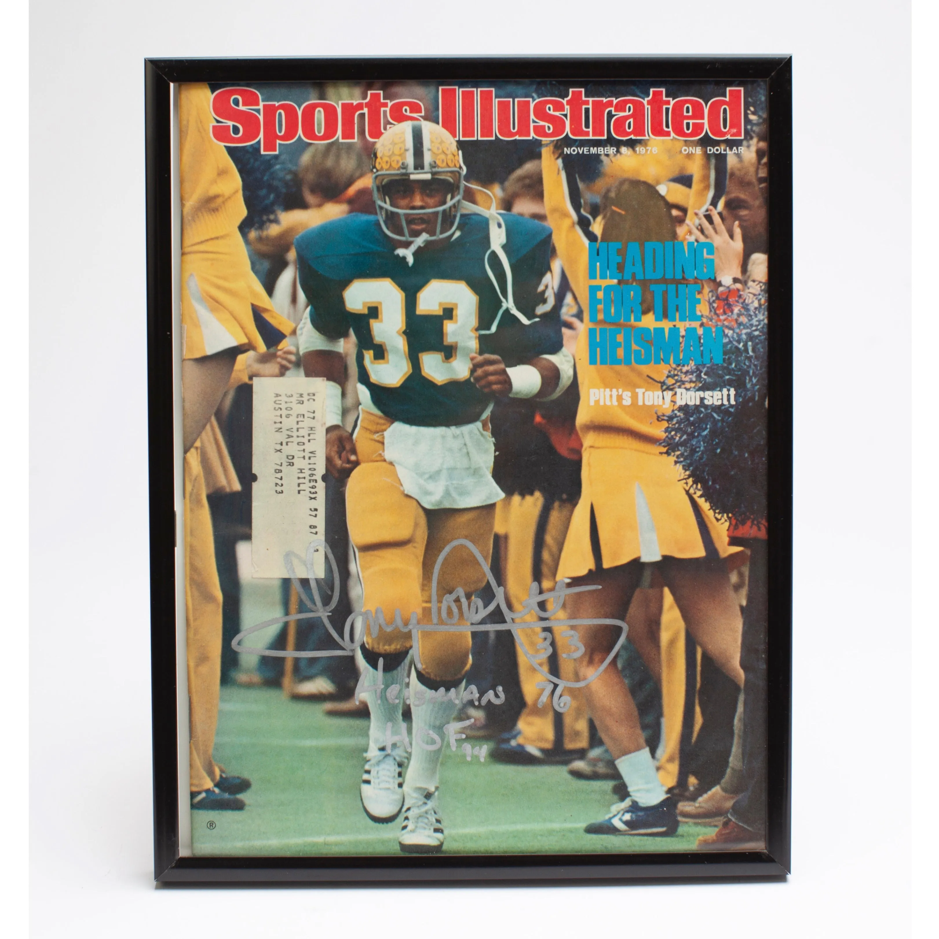 1976 Tony Dorsett Autographed Magazine (Framed)