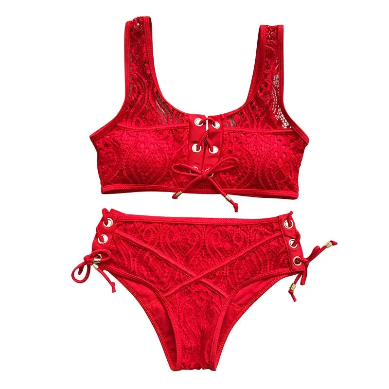 2023 New Lace Bandage Bikini Push Up Swimsuit Women Female Summer Bikini Set Brazilian Biquini Beachwear Bathing Suit