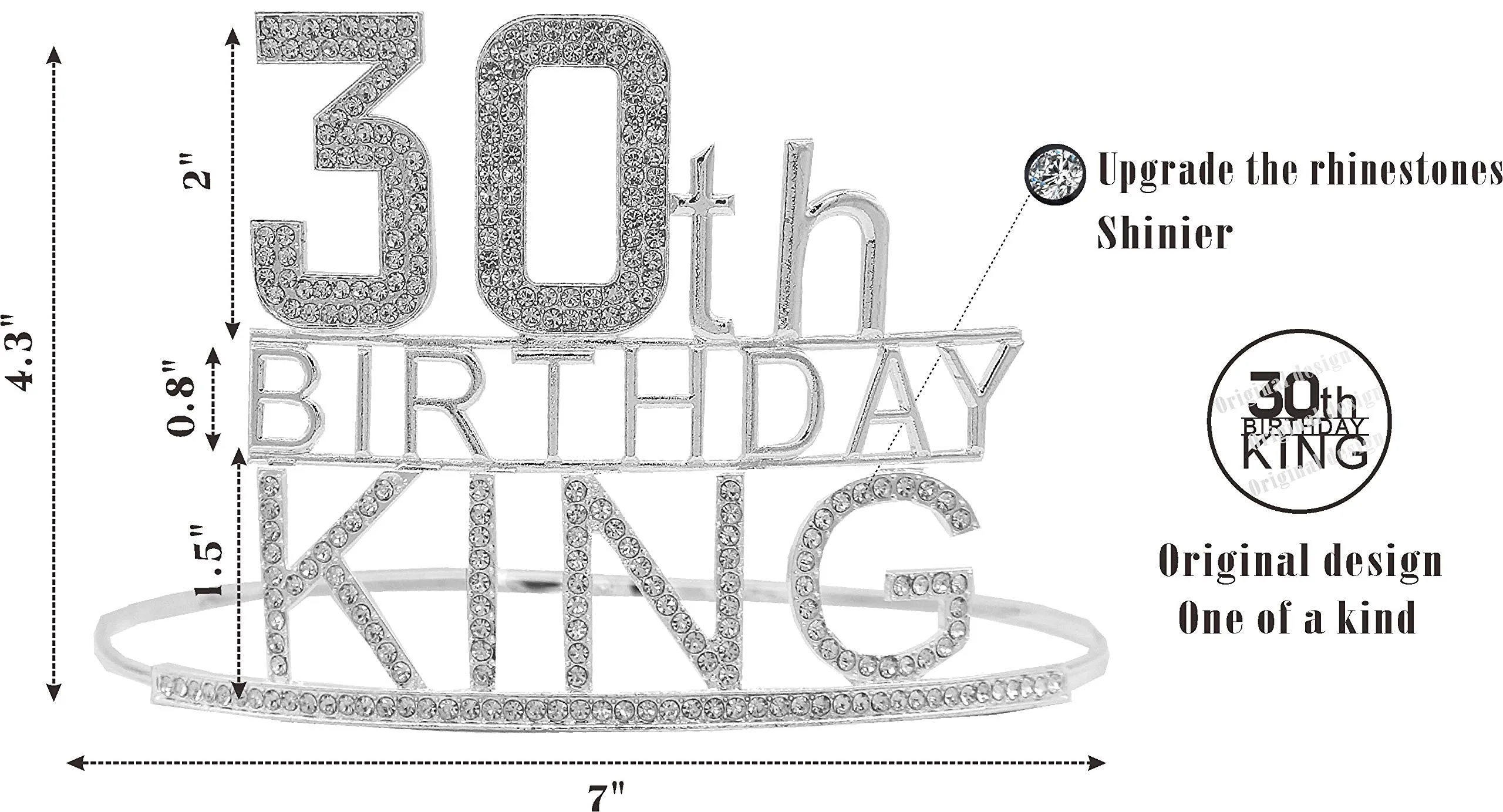 30th Birthday King Crown, 30th Birthday Gifts for Men, 30th Birthday King Sash, 30th