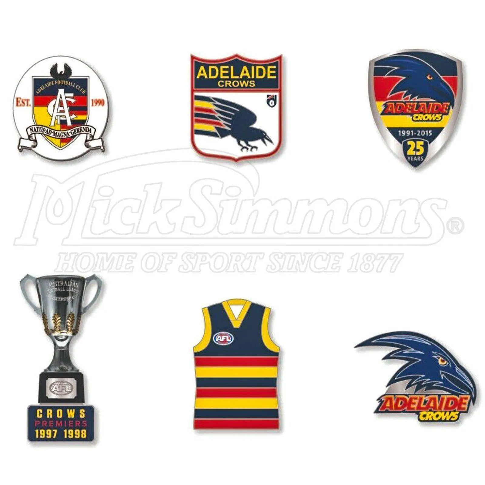 Adelaide Crows AFL Evolution Series Collection Team Metal Logo Pin Set Badge