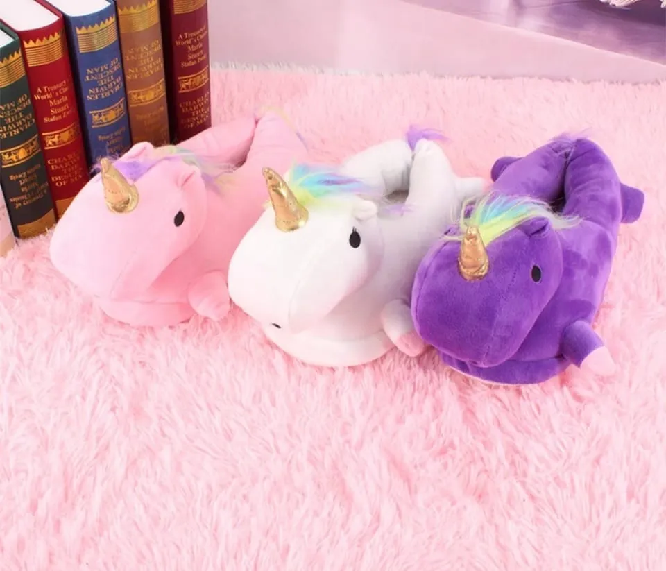 Adult Unicorn Plush Shoes - Purple