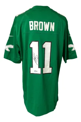 AJ Brown Signed Philadelphia Eagles Kelly Green Nike Game Replica Jersey BAS