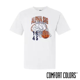 Alpha Sig Comfort Colors Retro Basketball Short Sleeve Tee