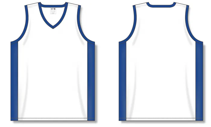 Athletic Knit (AK) B2115M-207 Mens White/Royal Blue Pro Basketball Jersey