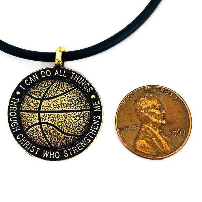 Basketball Antique Brass Necklace