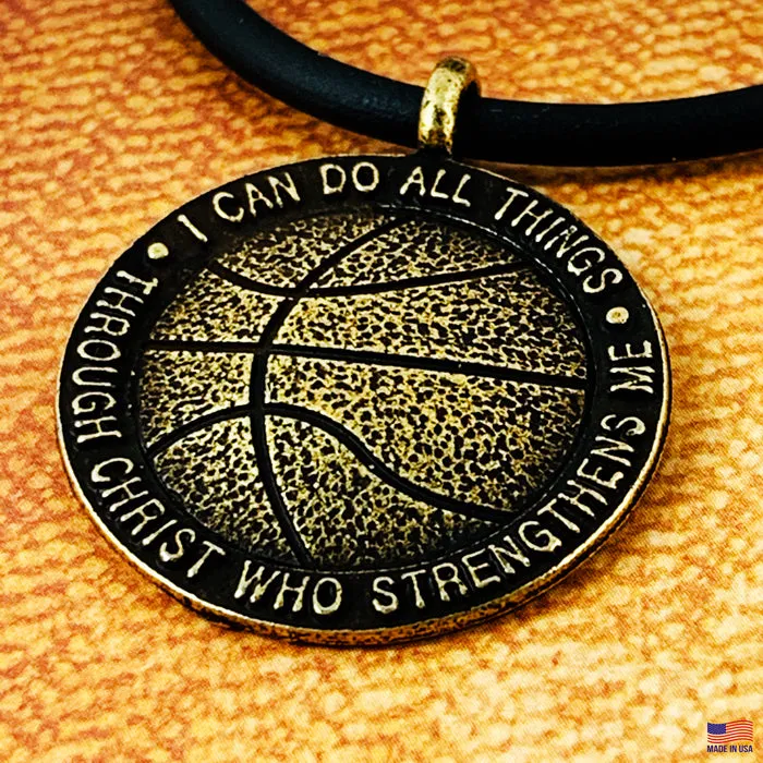 Basketball Antique Brass Necklace