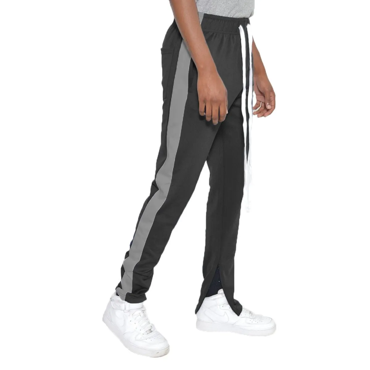 Black & Dark Grey Slim Fit Track Pants