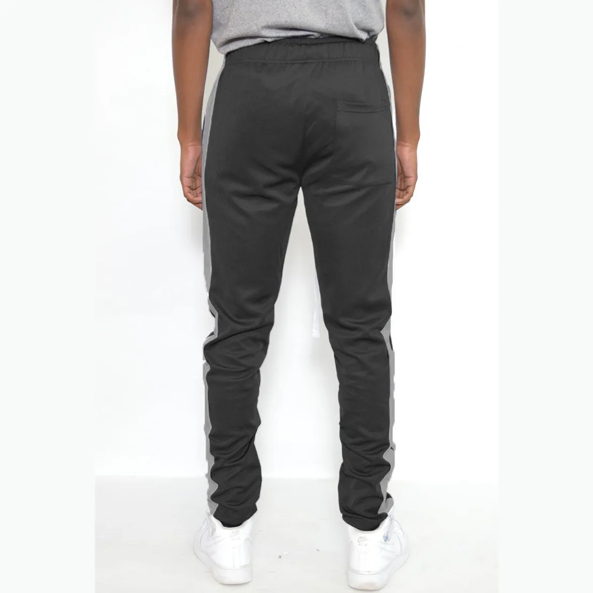 Black & Dark Grey Slim Fit Track Pants