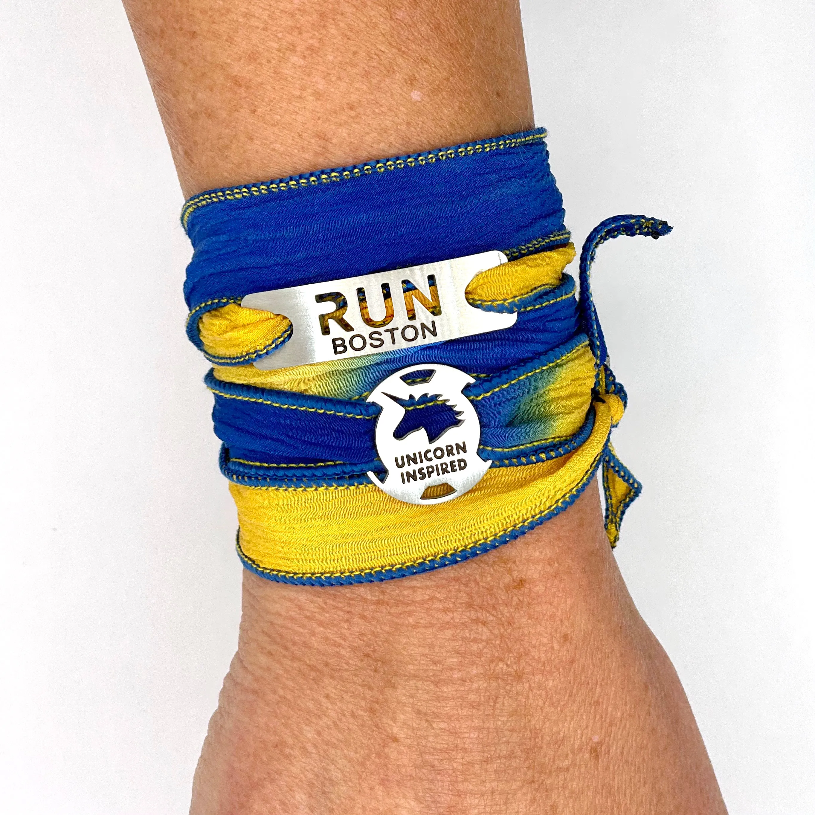 Boston - RUN Boston & Unicorn Inspired Blended Button Silk Wrap Bracelet