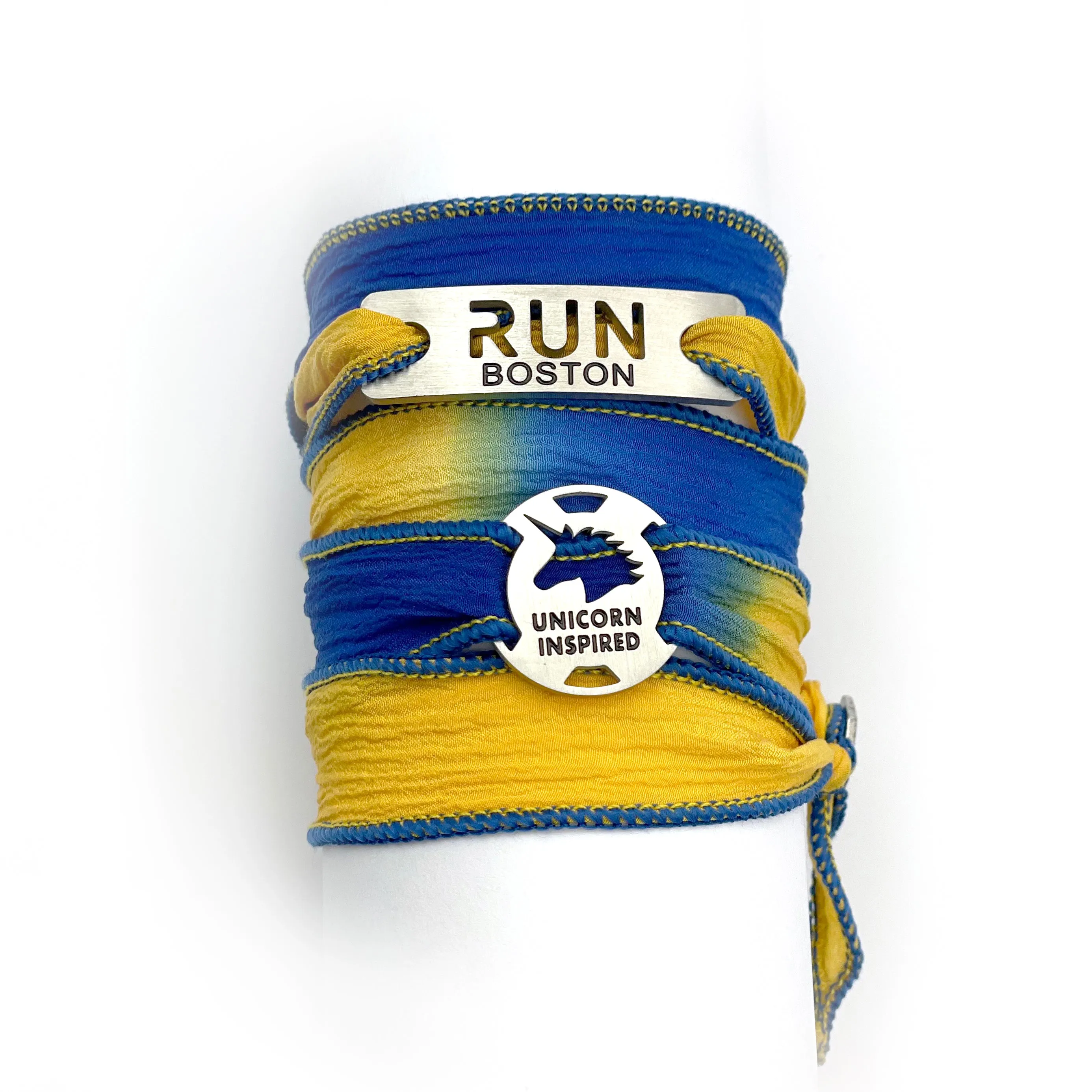 Boston - RUN Boston & Unicorn Inspired Blended Button Silk Wrap Bracelet