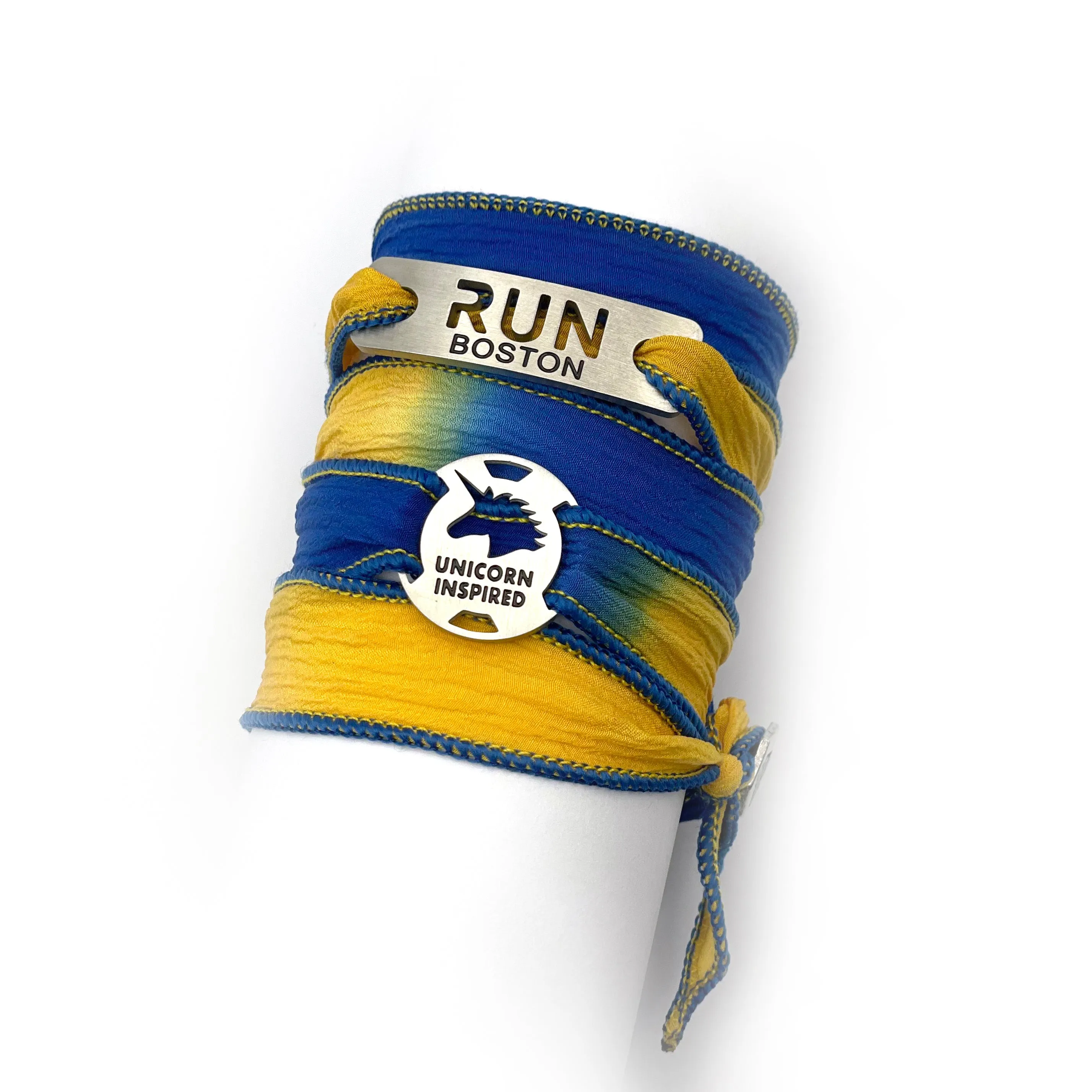 Boston - RUN Boston & Unicorn Inspired Blended Button Silk Wrap Bracelet