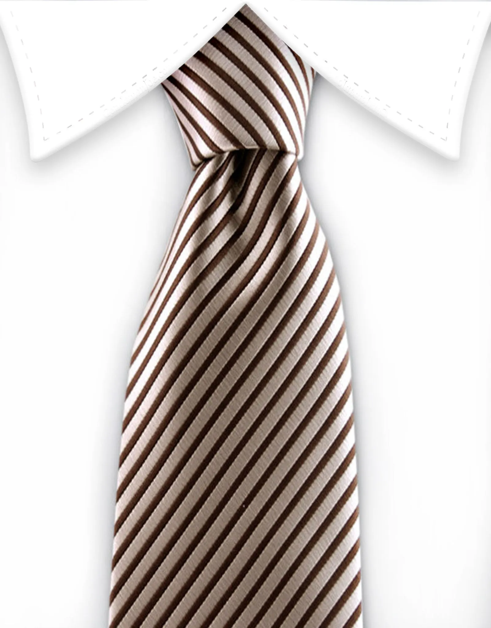 Brown and Taupe Striped Teen Tie