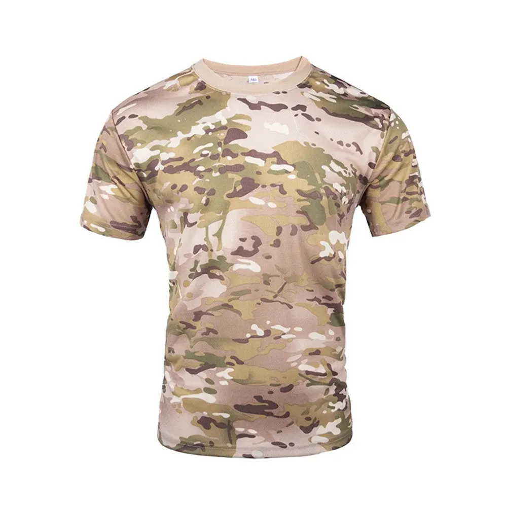 Camouflage Tactical Shirt Short Sleeve Men's Breathable Quick Dry Combat T-Shirt Outdoor T Shirt Camo Hiking Hunting Shirts