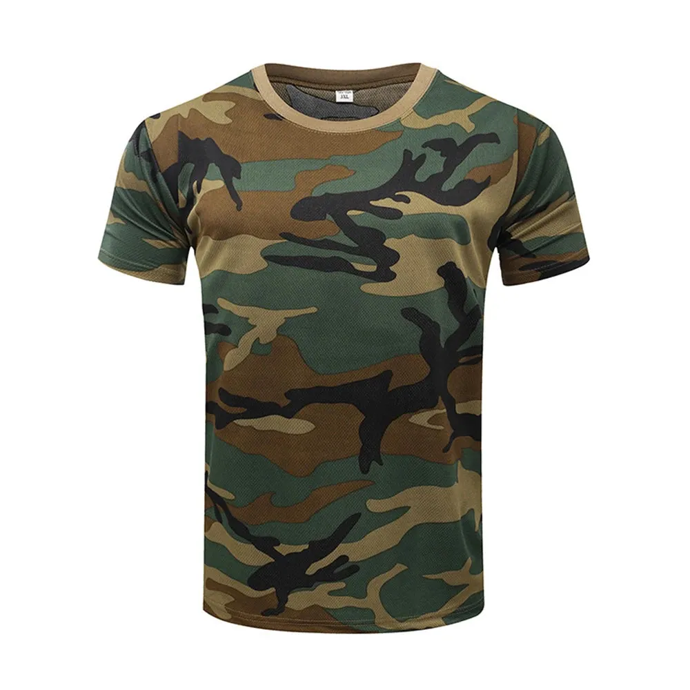 Camouflage Tactical Shirt Short Sleeve Men's Breathable Quick Dry Combat T-Shirt Outdoor T Shirt Camo Hiking Hunting Shirts