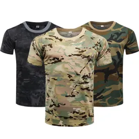 Camouflage Tactical Shirt Short Sleeve Men's Breathable Quick Dry Combat T-Shirt Outdoor T Shirt Camo Hiking Hunting Shirts