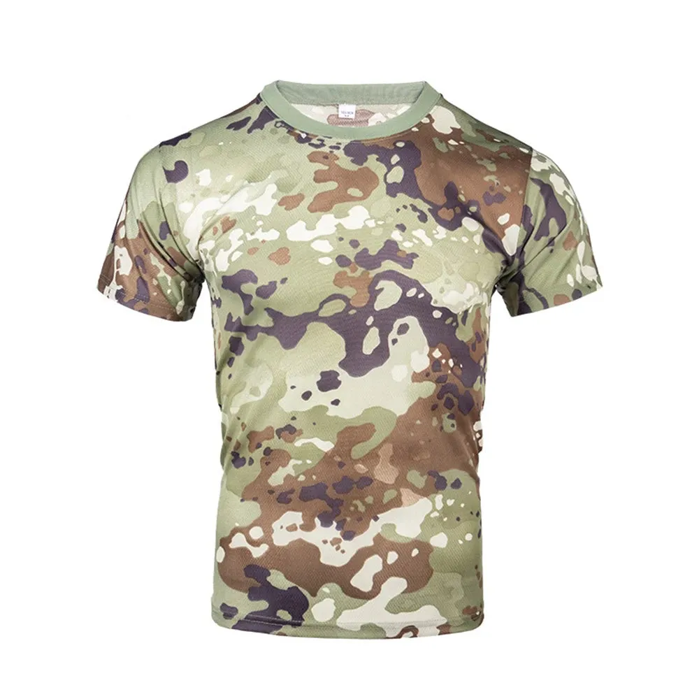 Camouflage Tactical Shirt Short Sleeve Men's Breathable Quick Dry Combat T-Shirt Outdoor T Shirt Camo Hiking Hunting Shirts