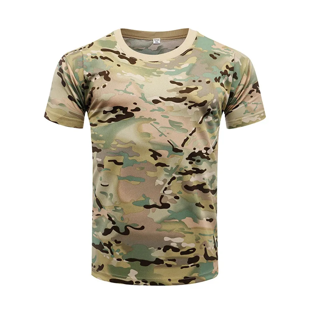 Camouflage Tactical Shirt Short Sleeve Men's Breathable Quick Dry Combat T-Shirt Outdoor T Shirt Camo Hiking Hunting Shirts