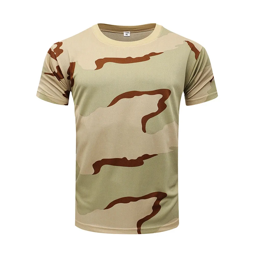 Camouflage Tactical Shirt Short Sleeve Men's Breathable Quick Dry Combat T-Shirt Outdoor T Shirt Camo Hiking Hunting Shirts