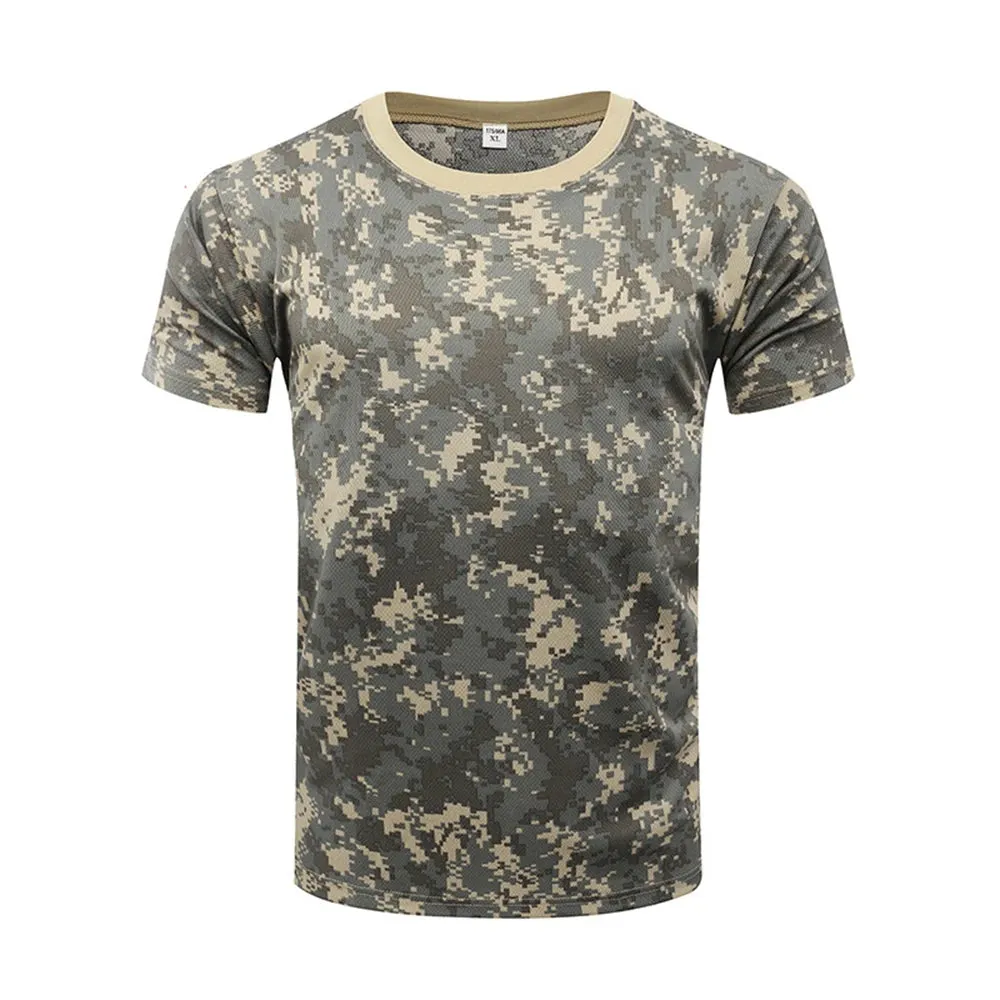 Camouflage Tactical Shirt Short Sleeve Men's Breathable Quick Dry Combat T-Shirt Outdoor T Shirt Camo Hiking Hunting Shirts