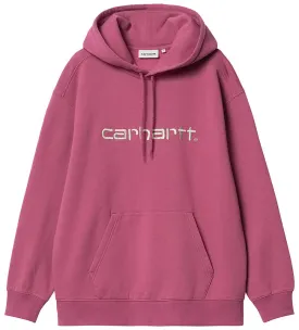 Carhartt WIP Womens Hooded Carhartt Sweatshirt Megenta Tonic