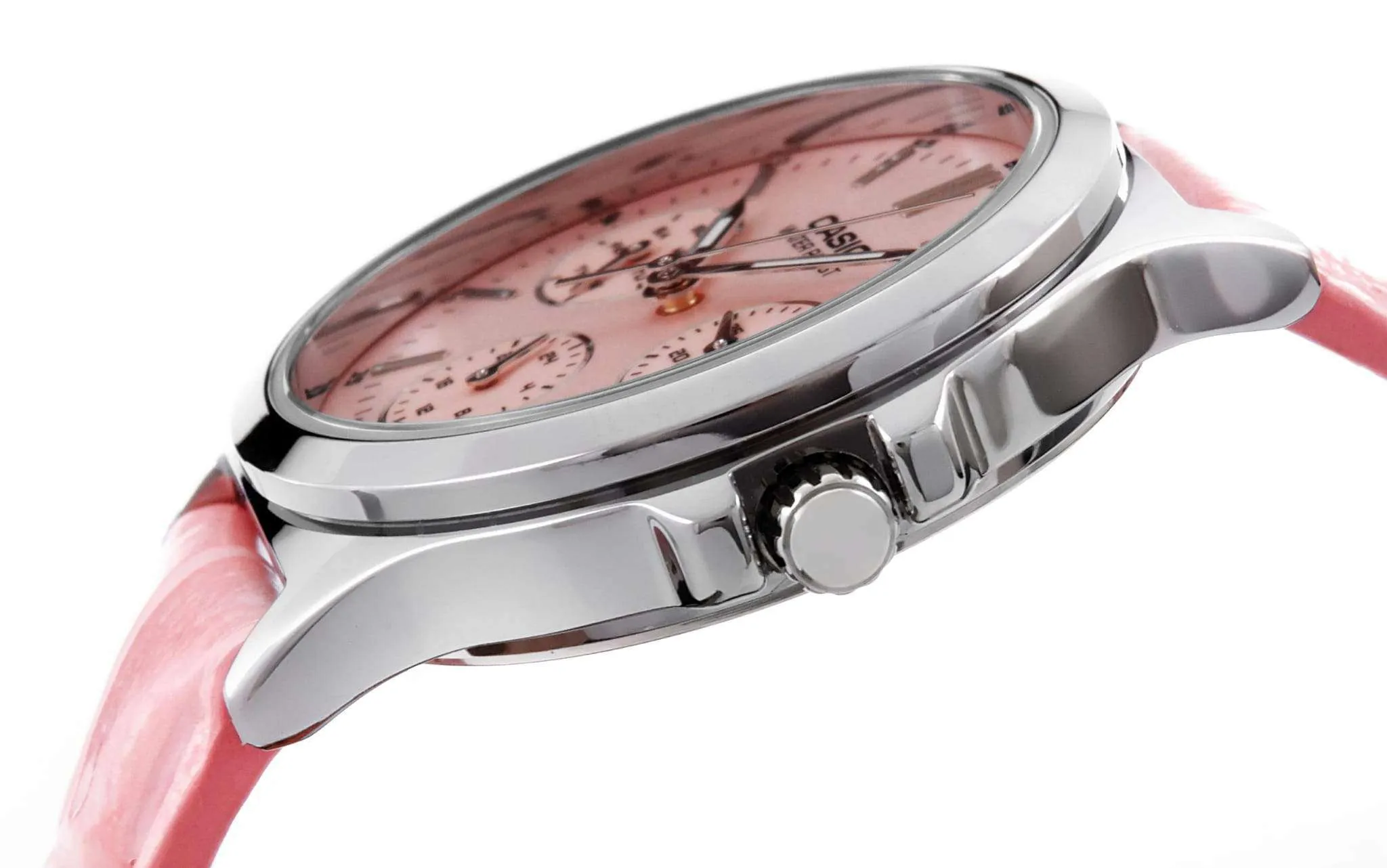 Casio LTP-V300L-4A Pink Leather Strap Watch for and Women