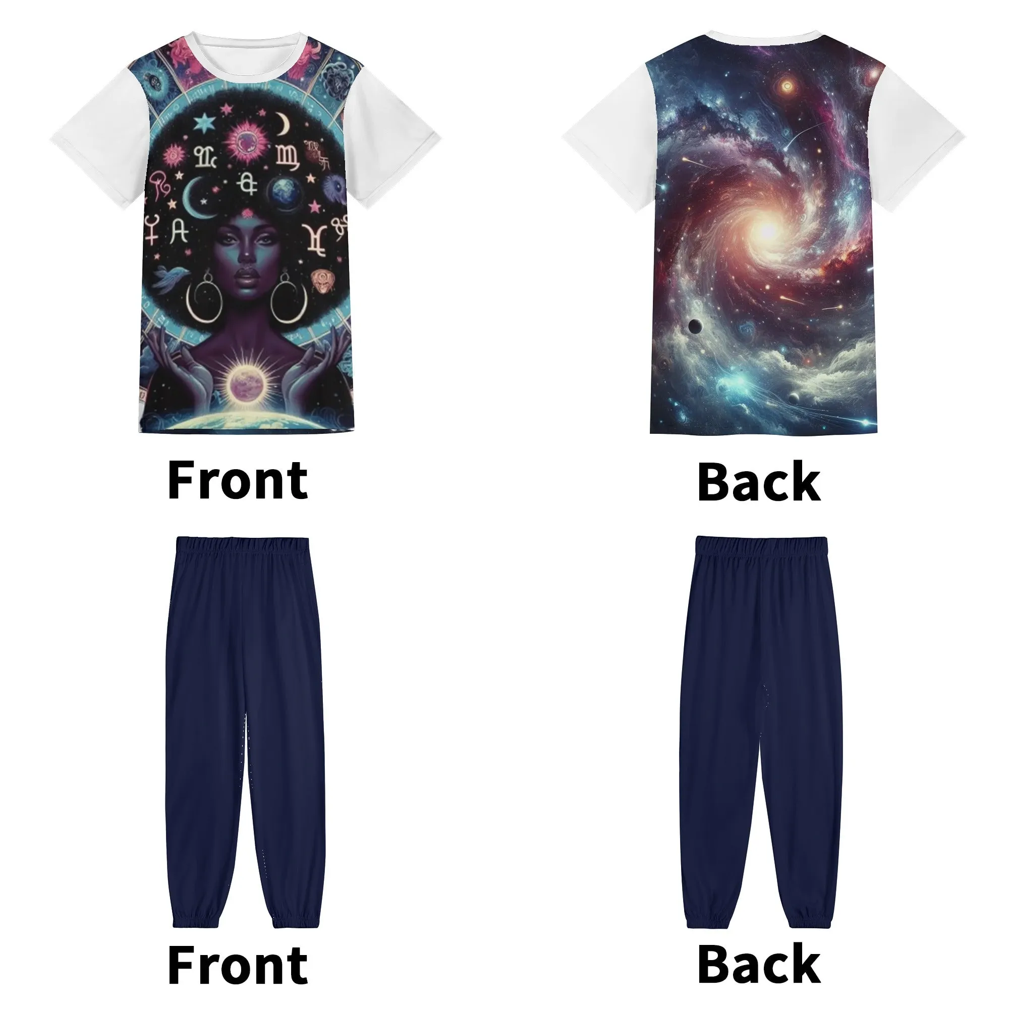 Celestial Zodiac Womens Short Sleeve Sports Outfit Set