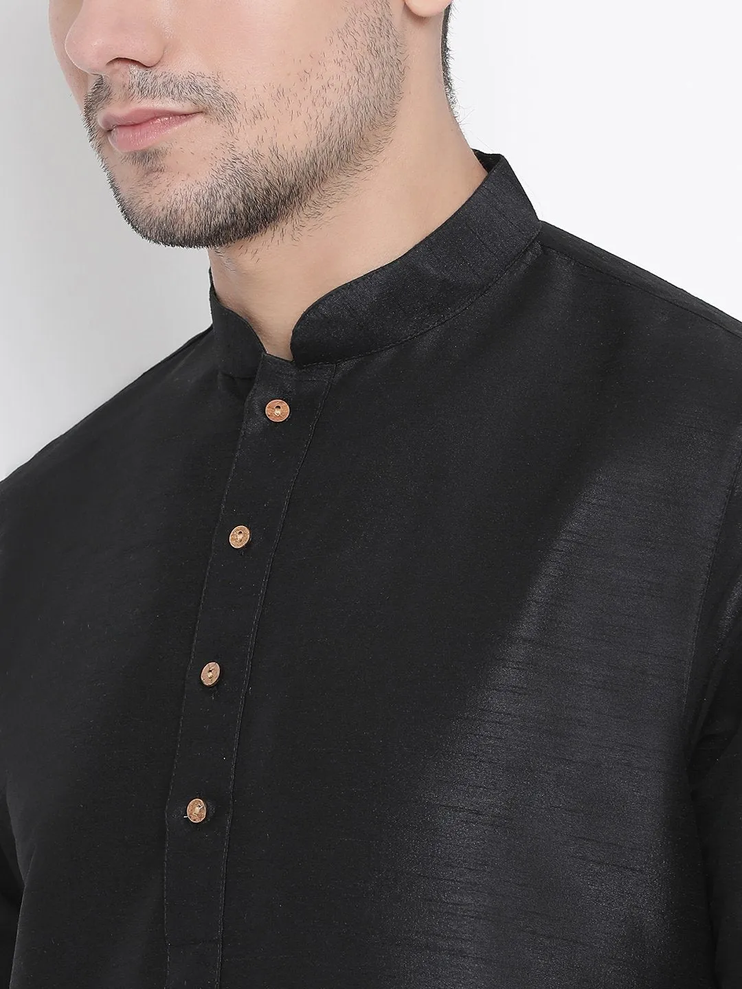 Copy of Men's Black Cotton Silk Blend Kurta and Pyjama Set - Vastramay