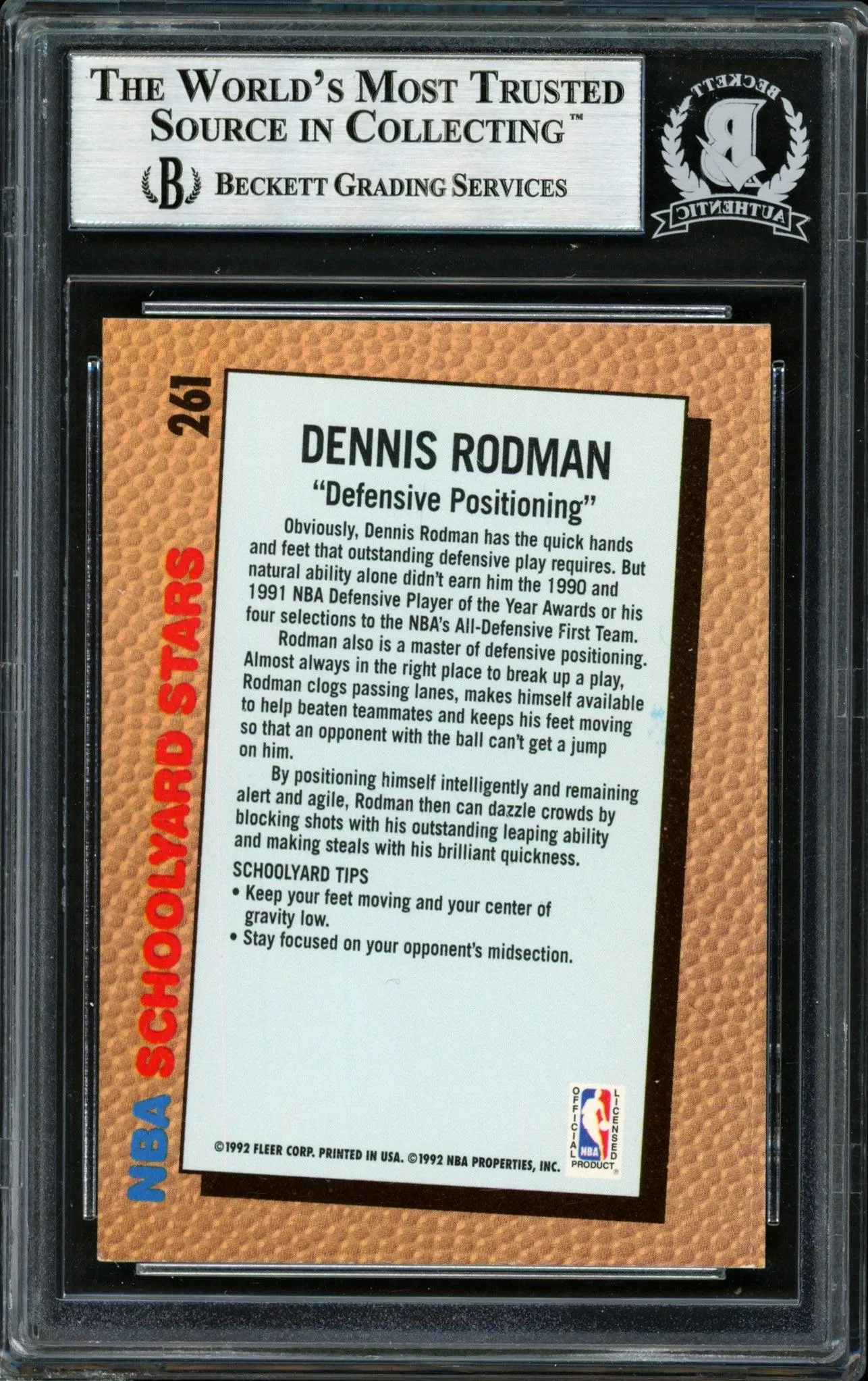 Dennis Rodman Autographed 1992-93 Fleer Card #261 Detroit Pistons Beckett BAS #12518318