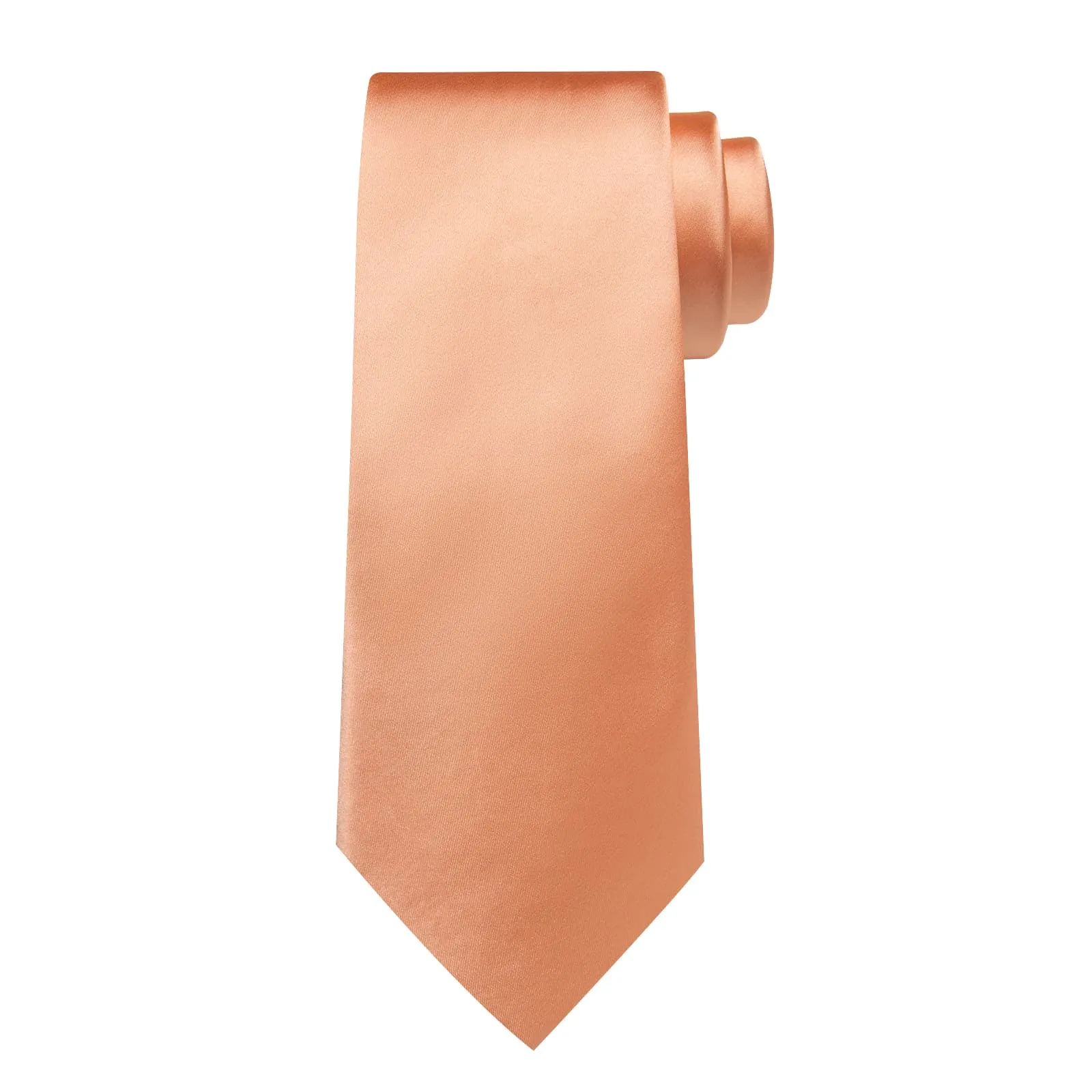 DiBanGu Dress Tie Pale Copper Orange Solid Mens Silk Business Tie Pocket Square Cufflinks Set