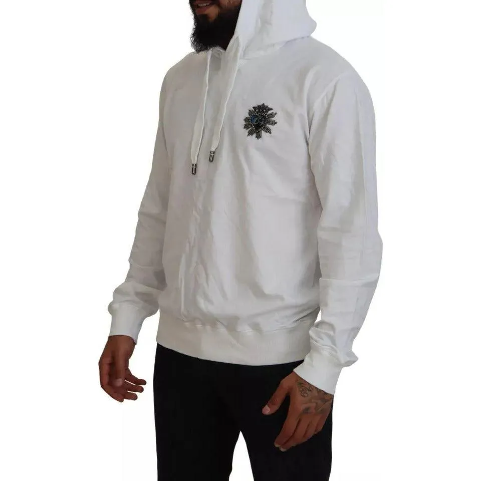 Dolce & Gabbana White Cotton Hooded Sweatshirt Sweater