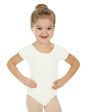 Elowel Kids Girls' Basic Short Sleeve Leotard (Size 2-14 Years) Ivory