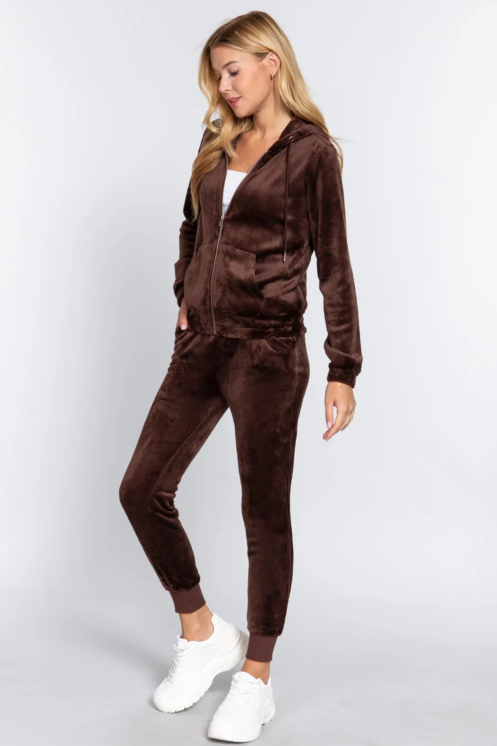 Faux Fur Jacket & Jogger Pants Outfit Set - 9 colors