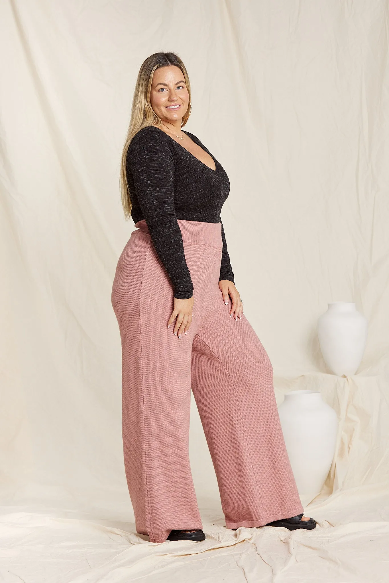 Fleur Pants - Rose Knitted Bamboo