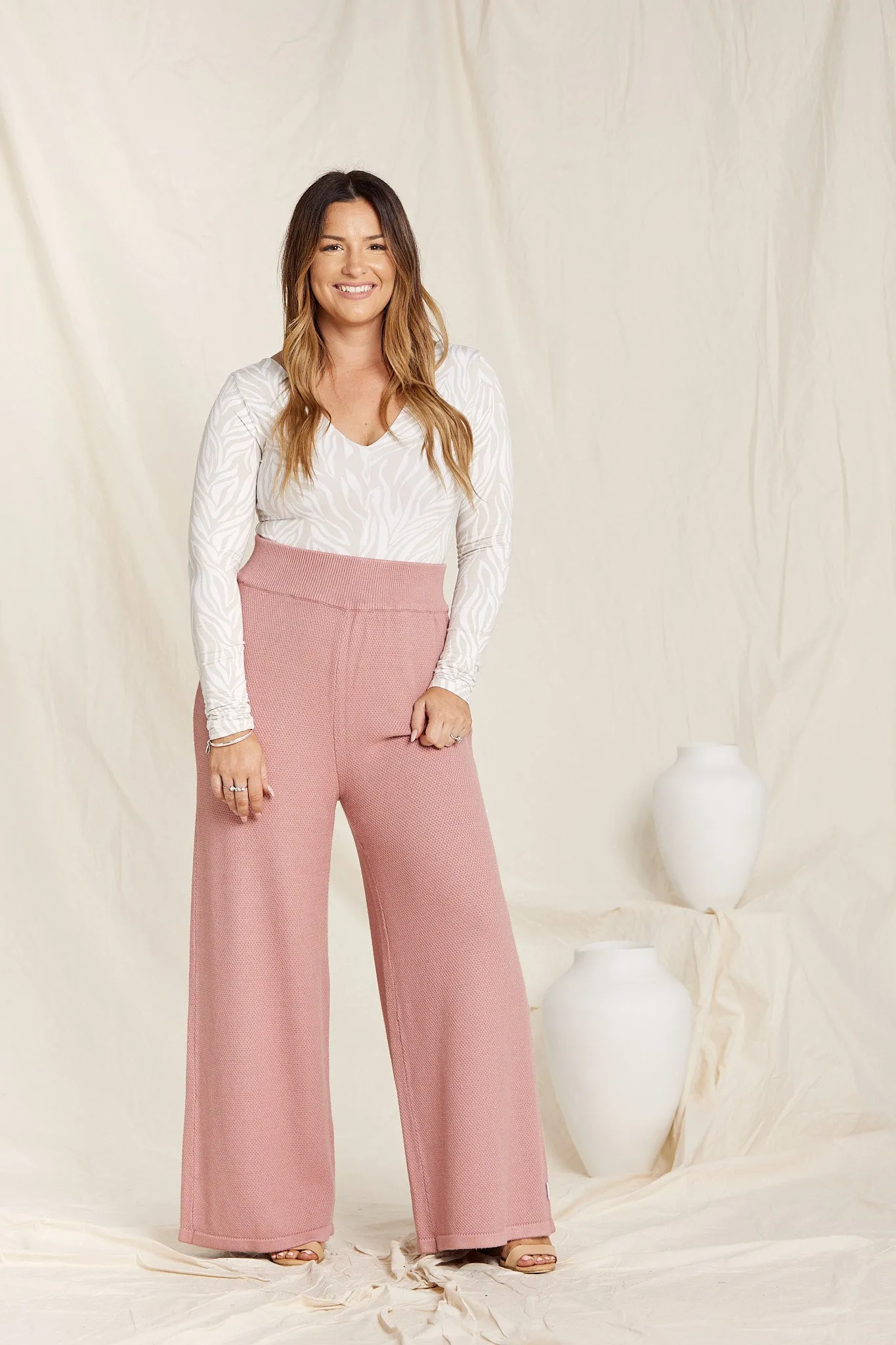 Fleur Pants - Rose Knitted Bamboo