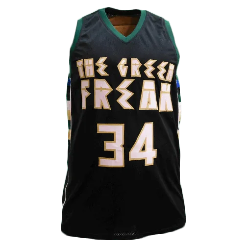 Giannis Antetokounmpo Autographed Pro Basketball Black Jersey "The Greek Freak"(JSA)