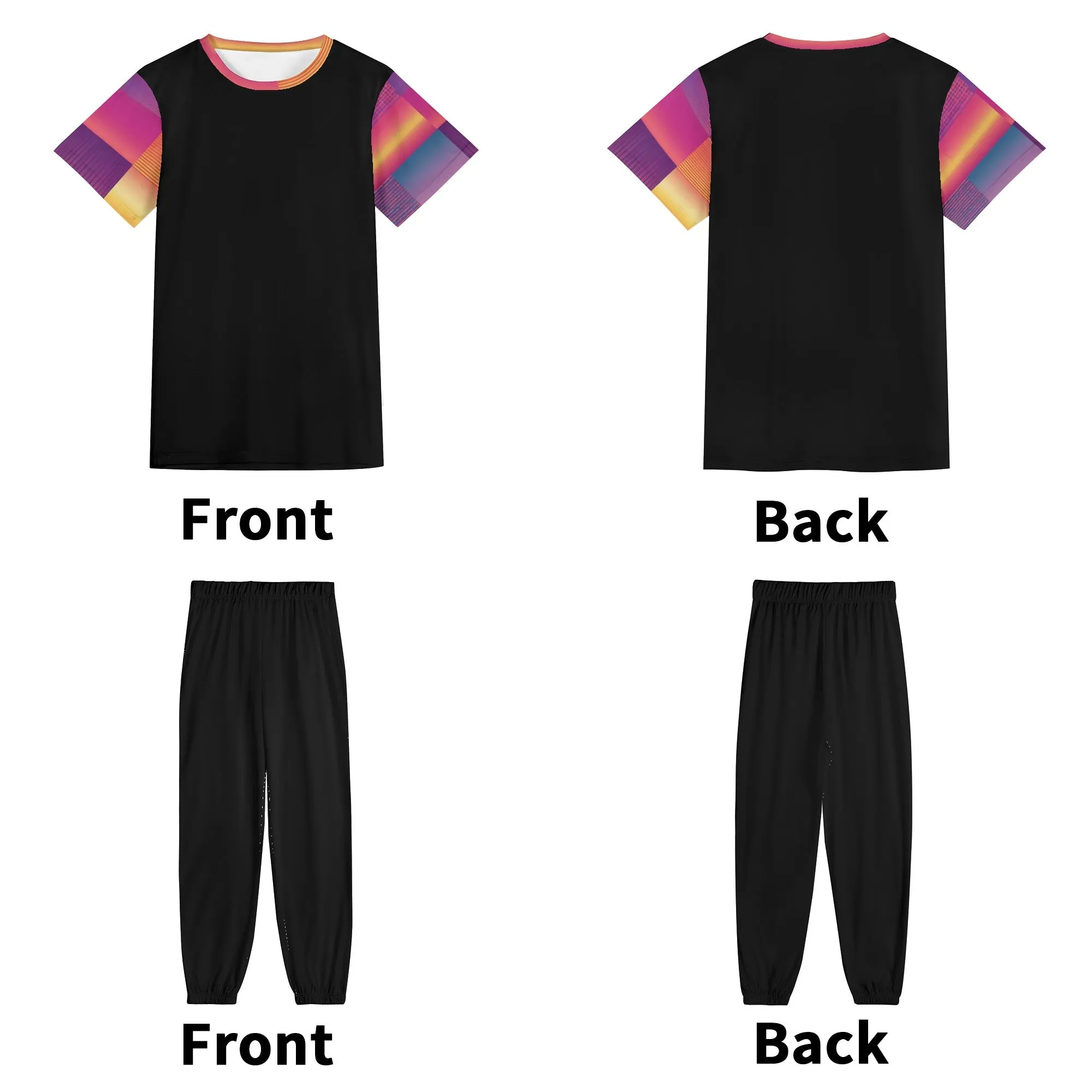 Gradient Style Womens Short Sleeve Sports Outfit Set