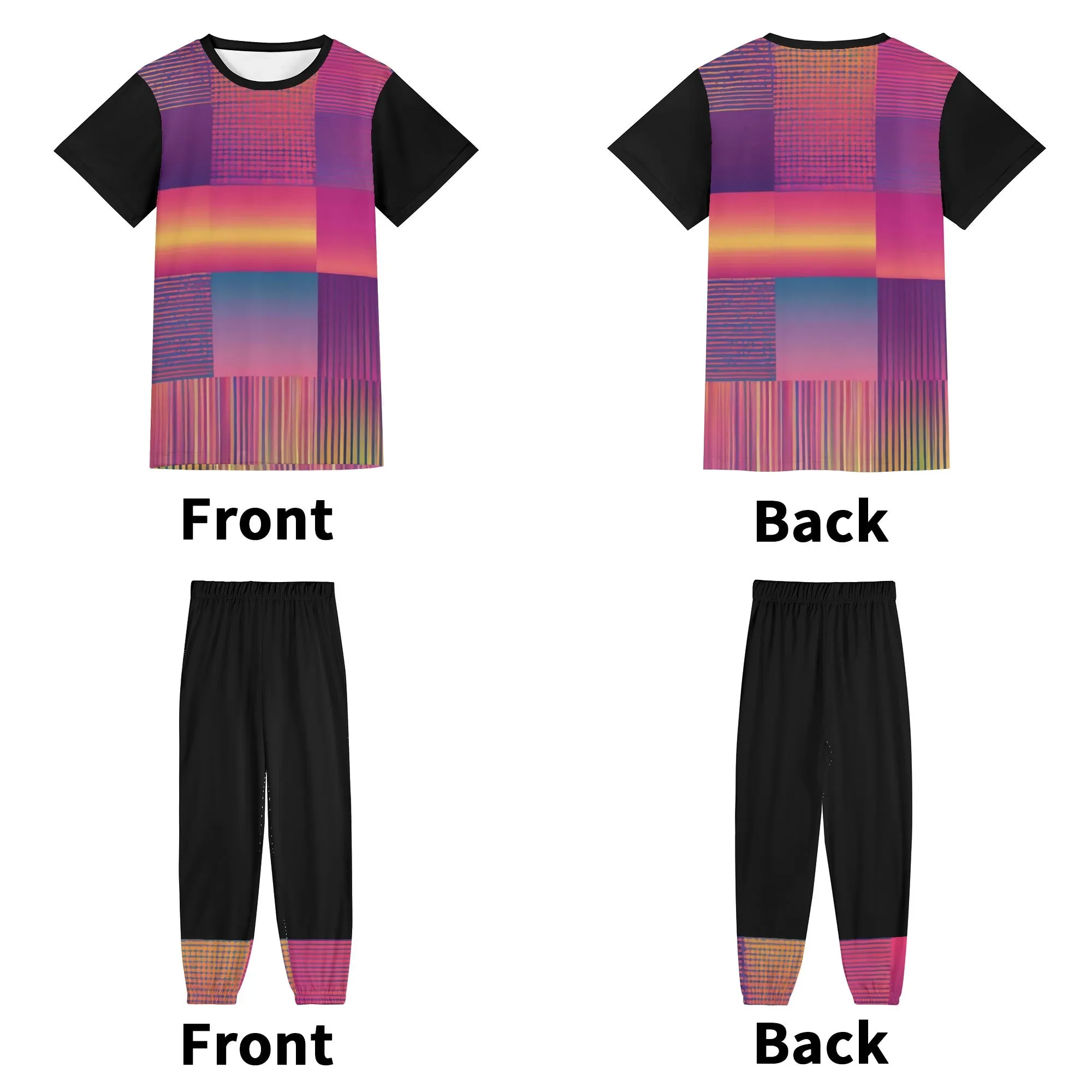 Gradient Style Womens Short Sleeve Sports Outfit Set