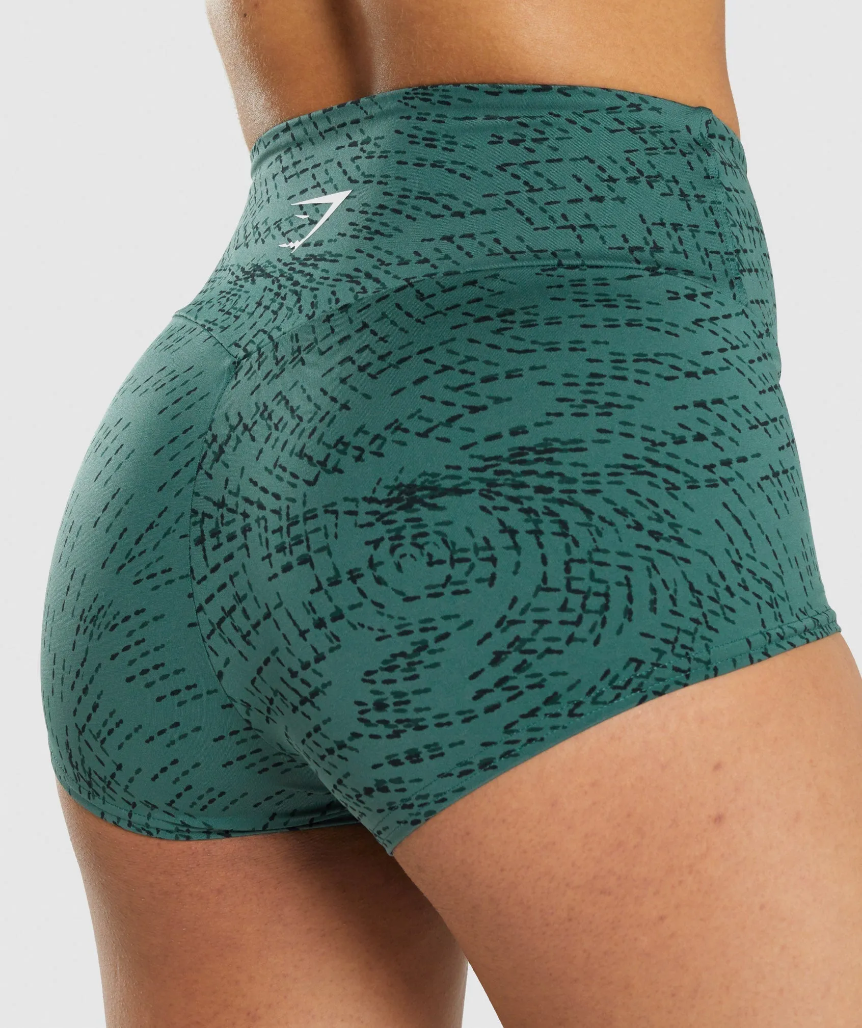 Gymshark Training Short Length Shorts - Dark Green Print