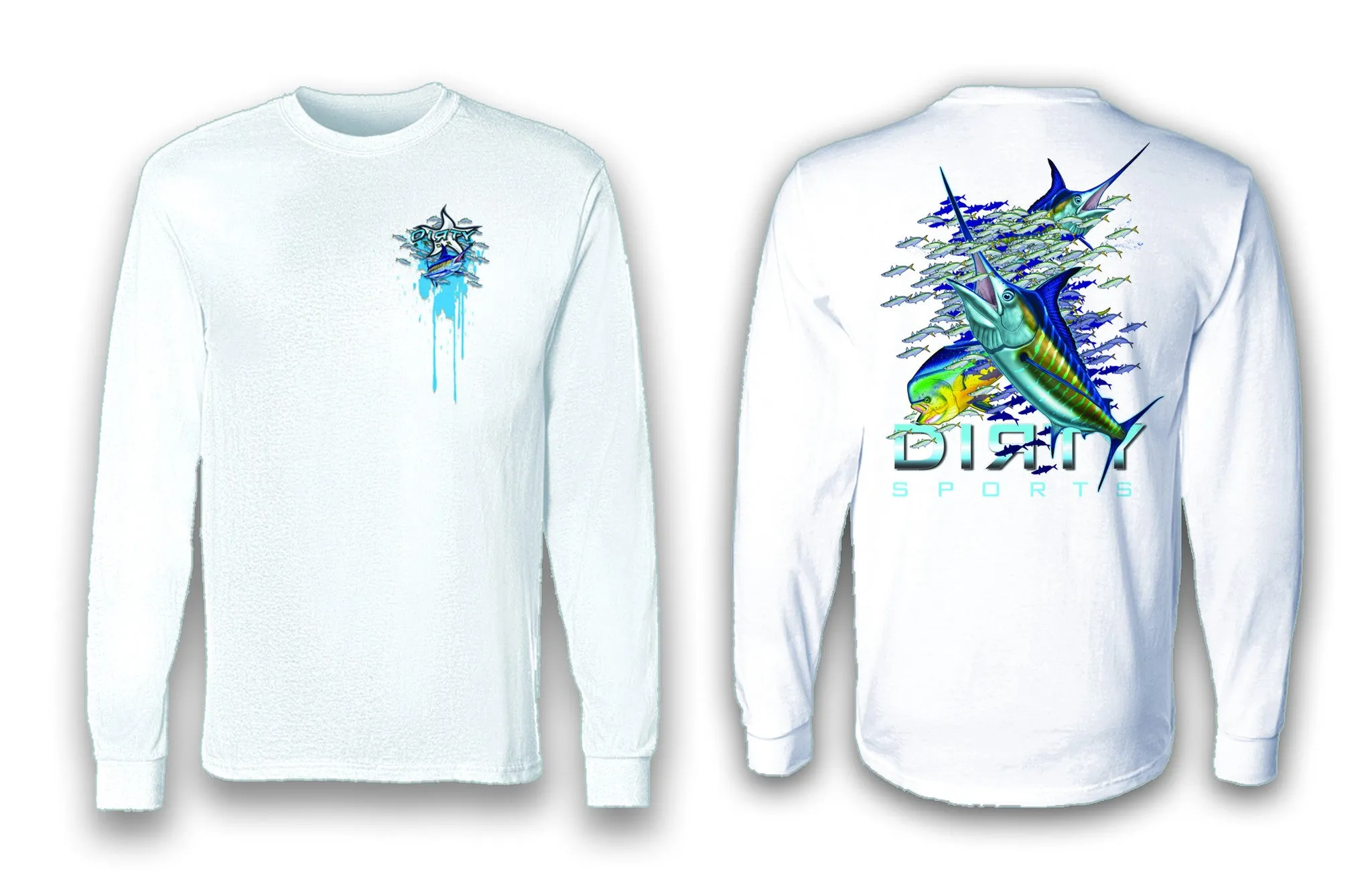 Marlin Bait School - Long Sleeve Polyester Fishing Shirt