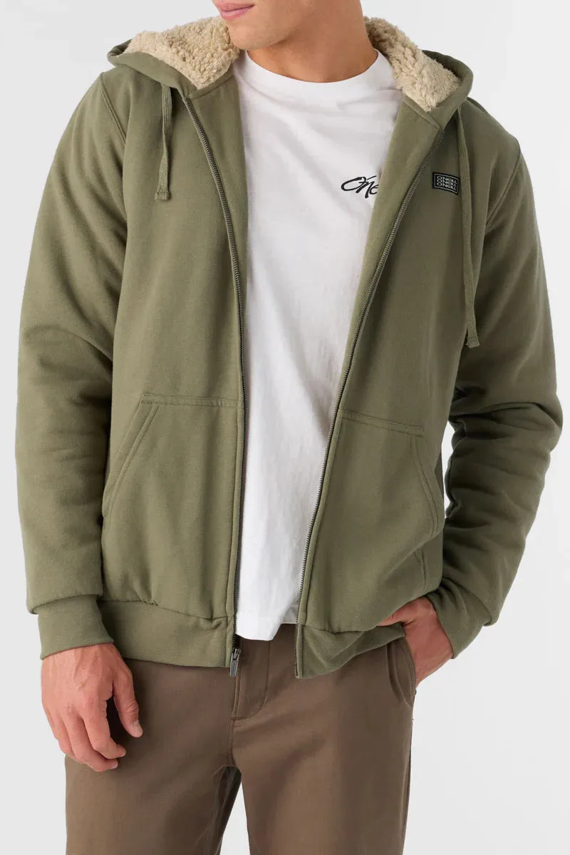 ONeill Fifty Two High Pile  Lined Zip Hoody  Deep Lichen Green