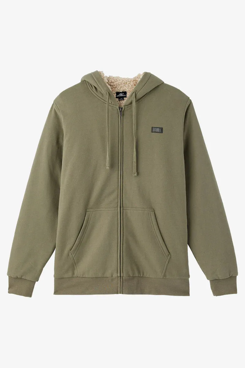 ONeill Fifty Two High Pile  Lined Zip Hoody  Deep Lichen Green