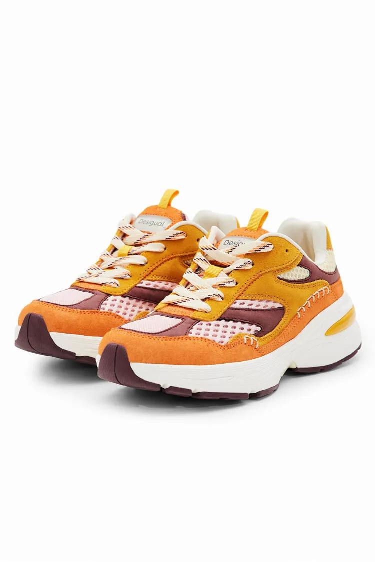 Patchwork Split Leather Running Sneakers