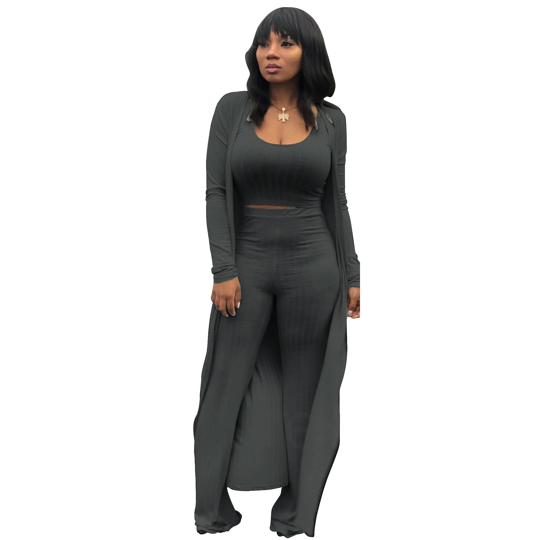 Plus Size Sexy Three-Piece Rib Design Pants Sets