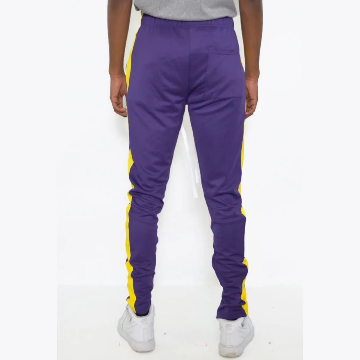 Purple & Yellow Slim Fit Track Pants