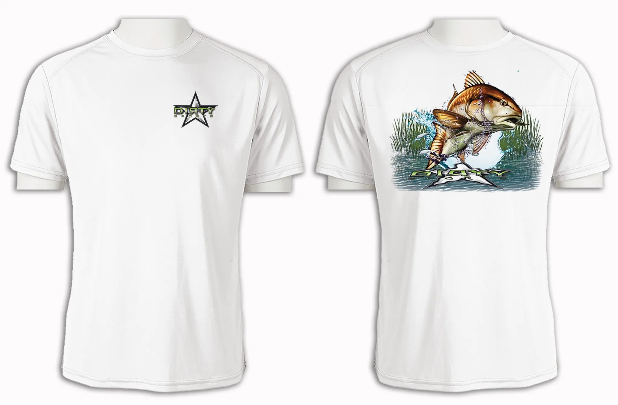 Redfish Leap - Short Sleeve Polyester Shirt