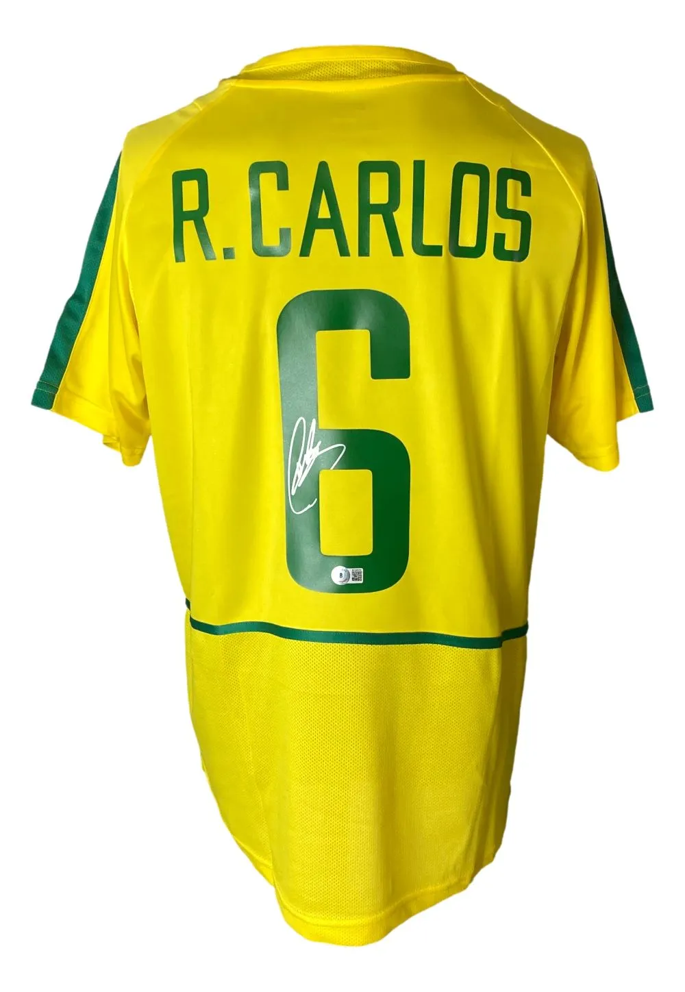 Roberto Carlos Signed Brazil Yellow Nike XL Soccer Jersey BAS